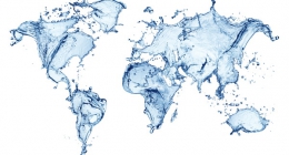 blue water splash (world map) isolated